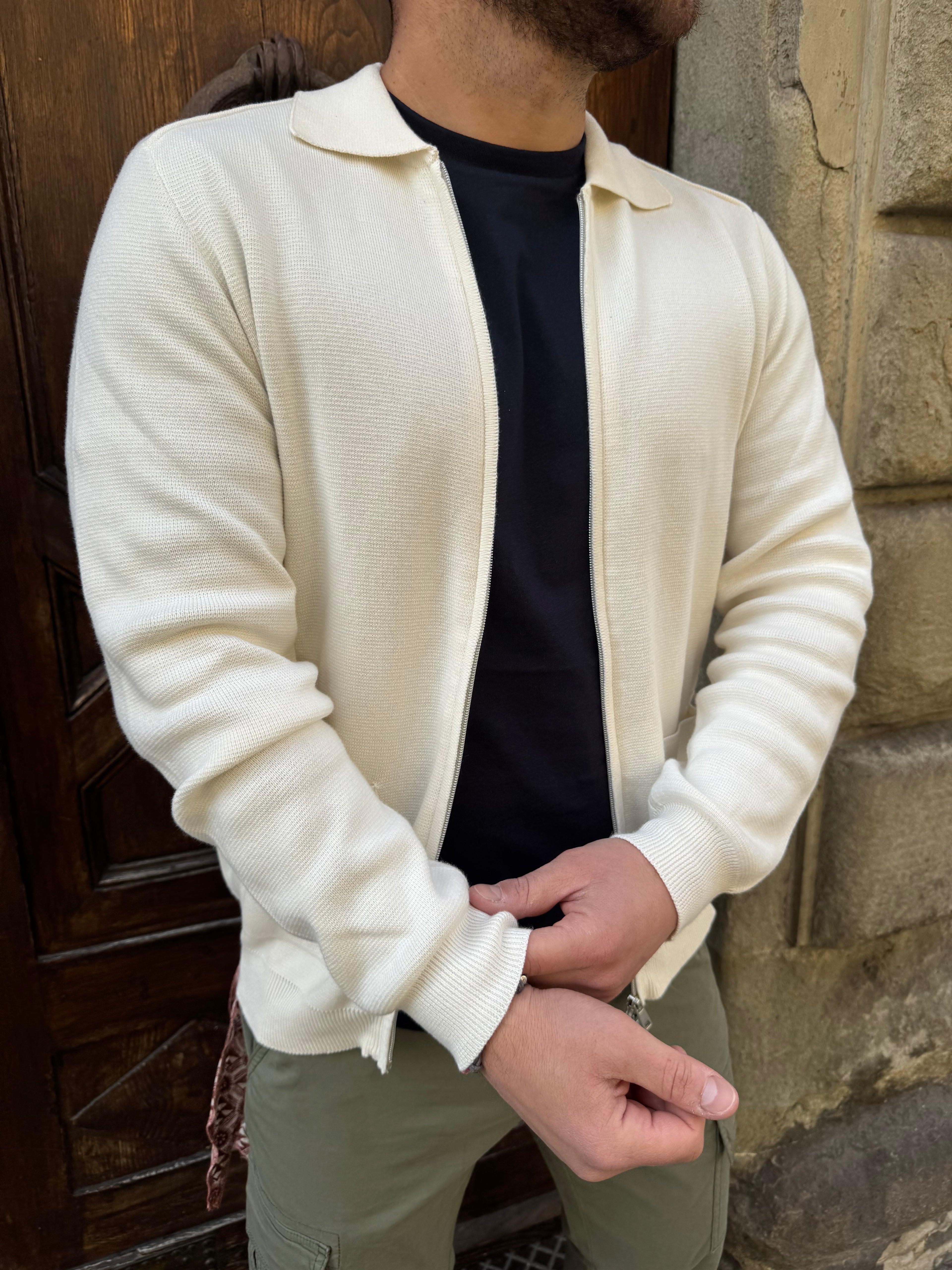 Cardigan Zip di Hamaki-Ho panna