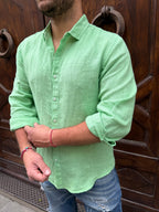 Camicia puro lino di 3.9 verde rucola