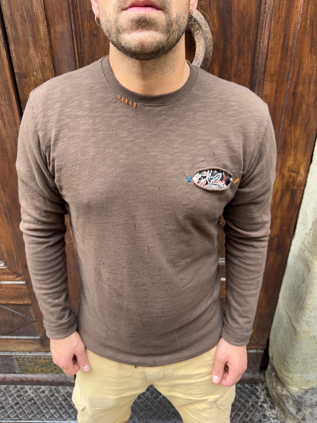 Maglioncino Diego con taschino tabacco