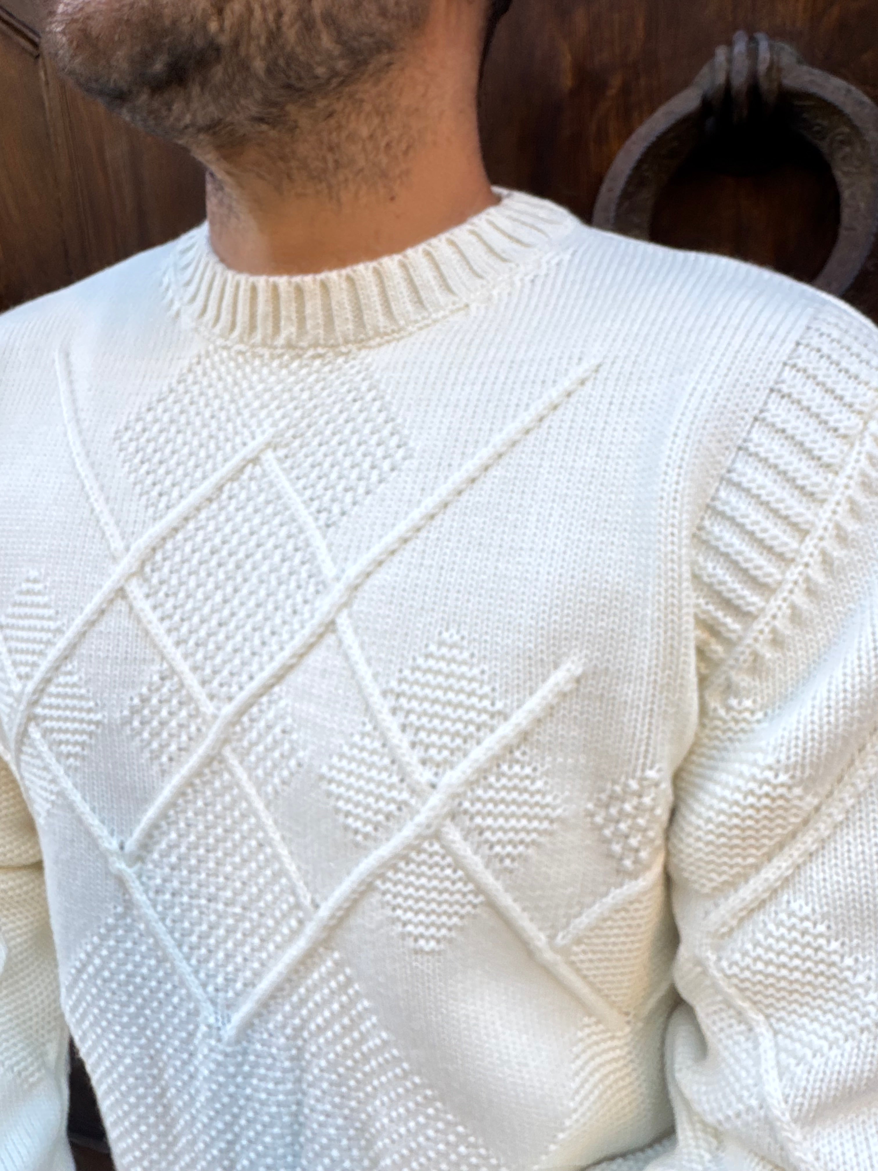 Maglioncino Rombo di Telamira panna