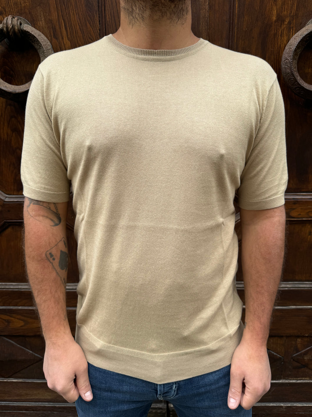 T-Shirt in filo di cotone di Hamaki-Ho beige