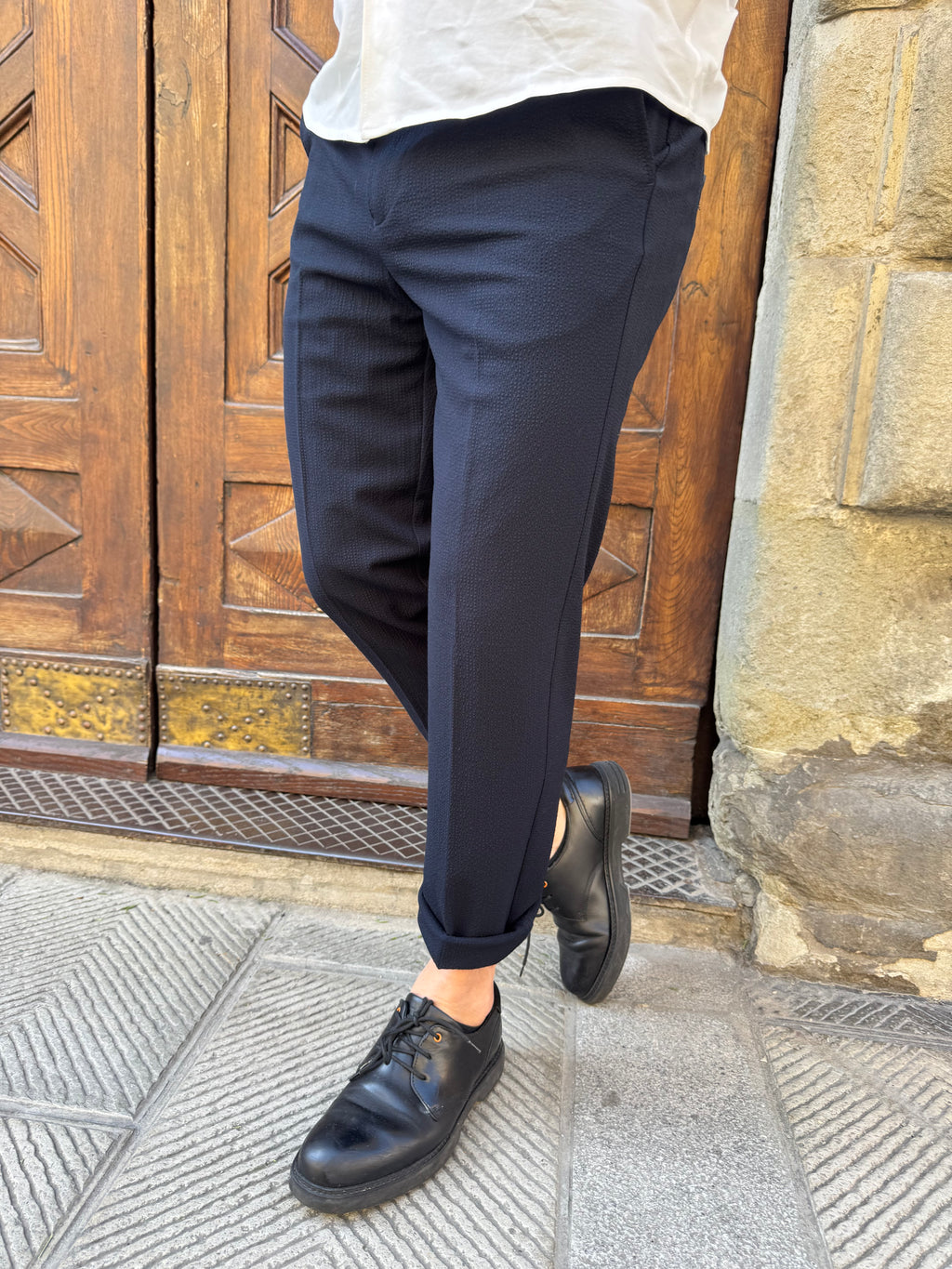 Pantalone completo Seersucker di Hamaki-Ho blu navy