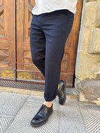 Pantalone completo Seersucker di Hamaki-Ho blu navy