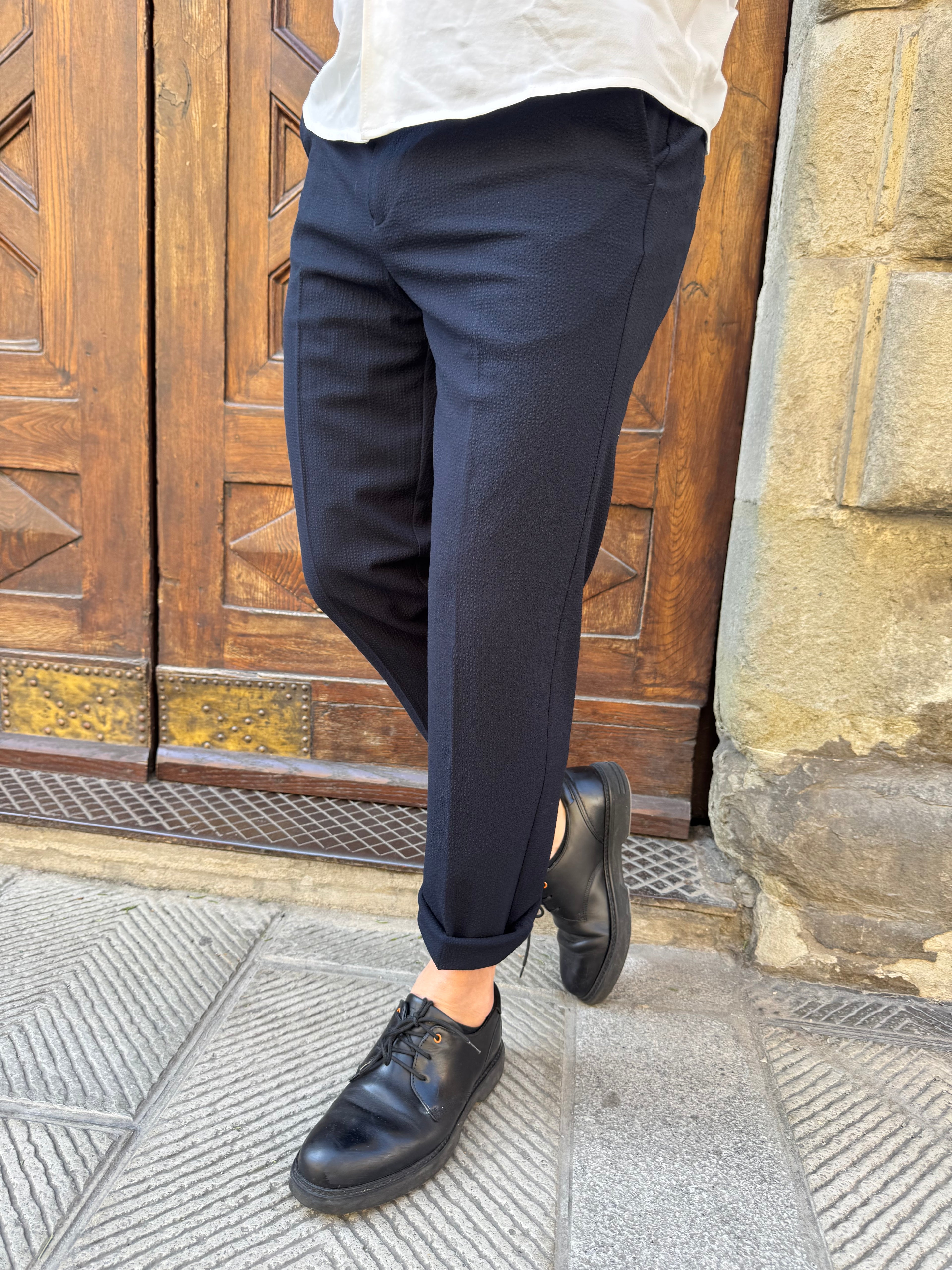 Pantalone completo Seersucker di Hamaki-Ho blu navy