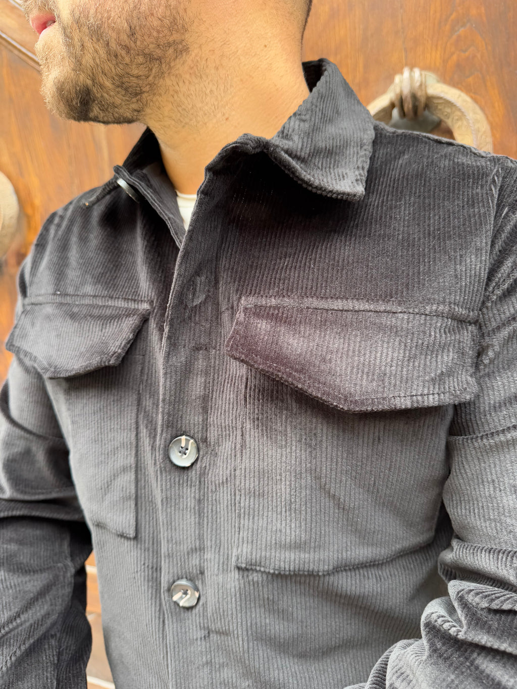 Giacca/camicia OVER di Hamaki-Ho in velluto nera