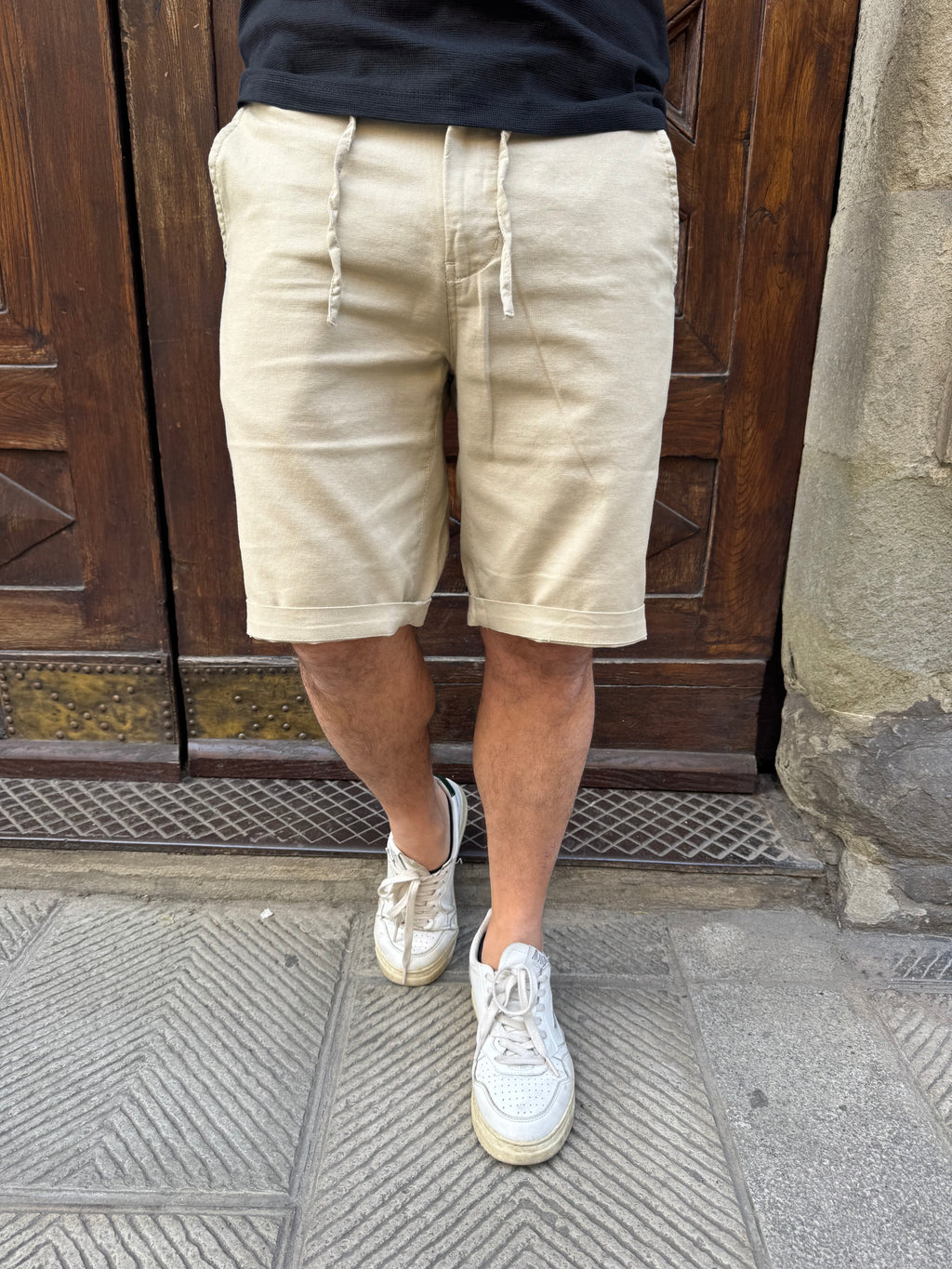 Bermuda Tiffosi in misto lino beige