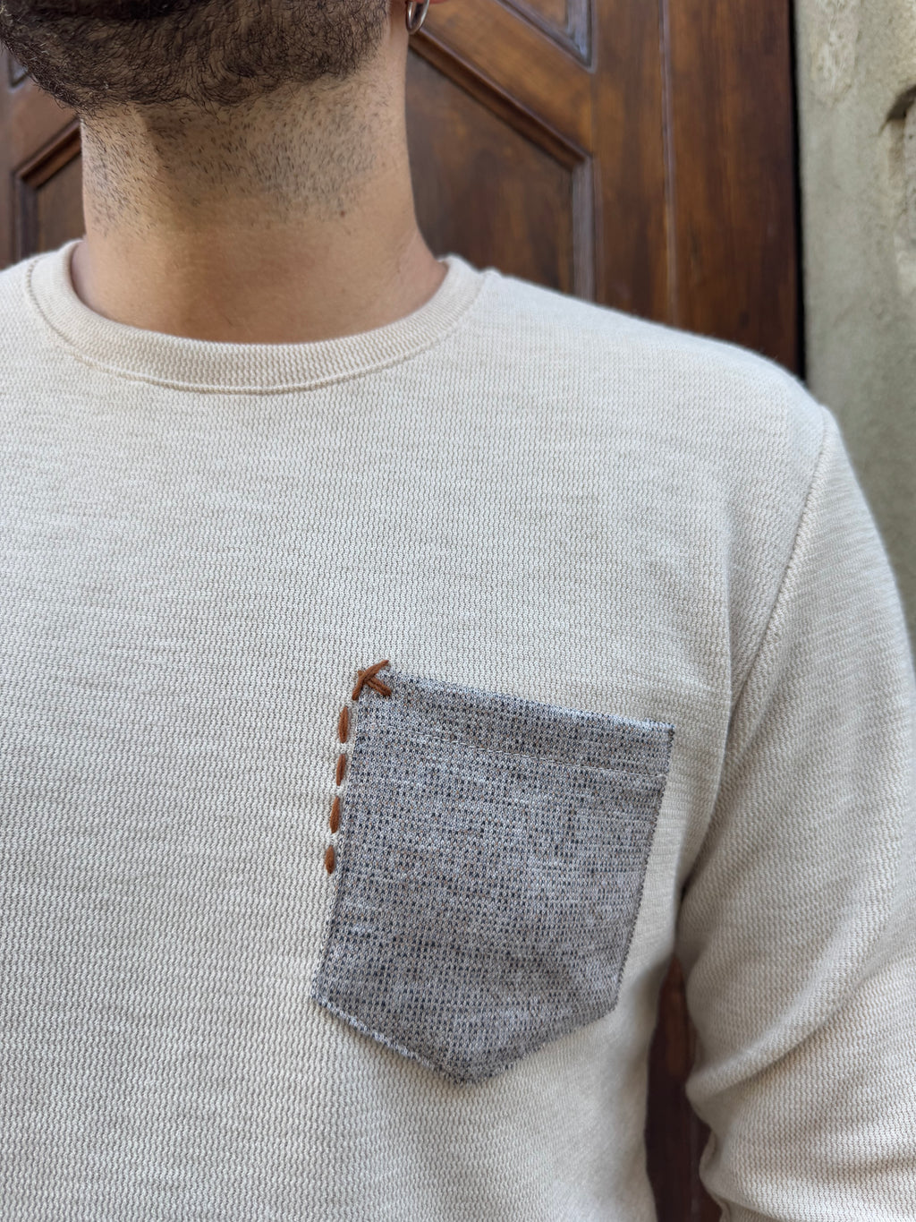 Maglioncino Jannik con taschino beige