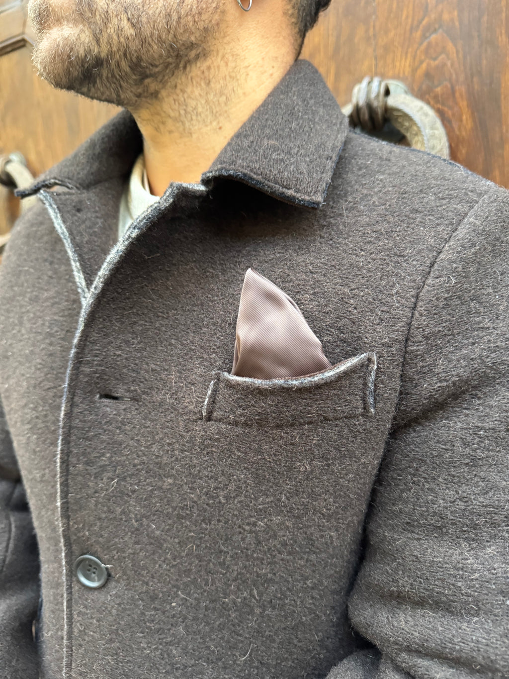 Cappotto James in lana cotta moro