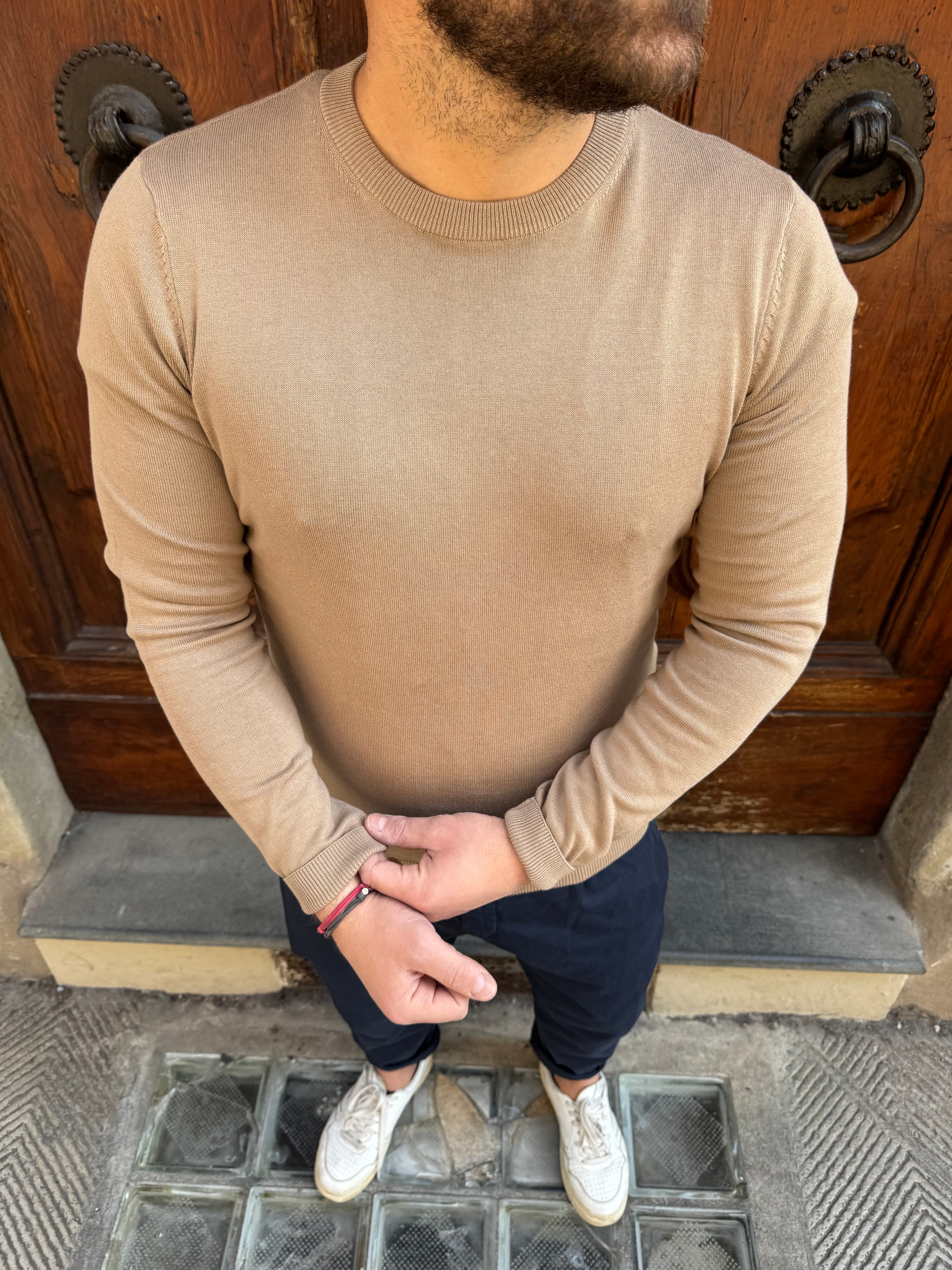 Maglioncino girocollo di Tiffosi cammello