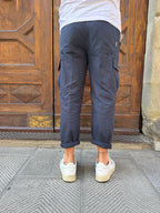 Pantalone Cargo lino di Hamaki-ho blu