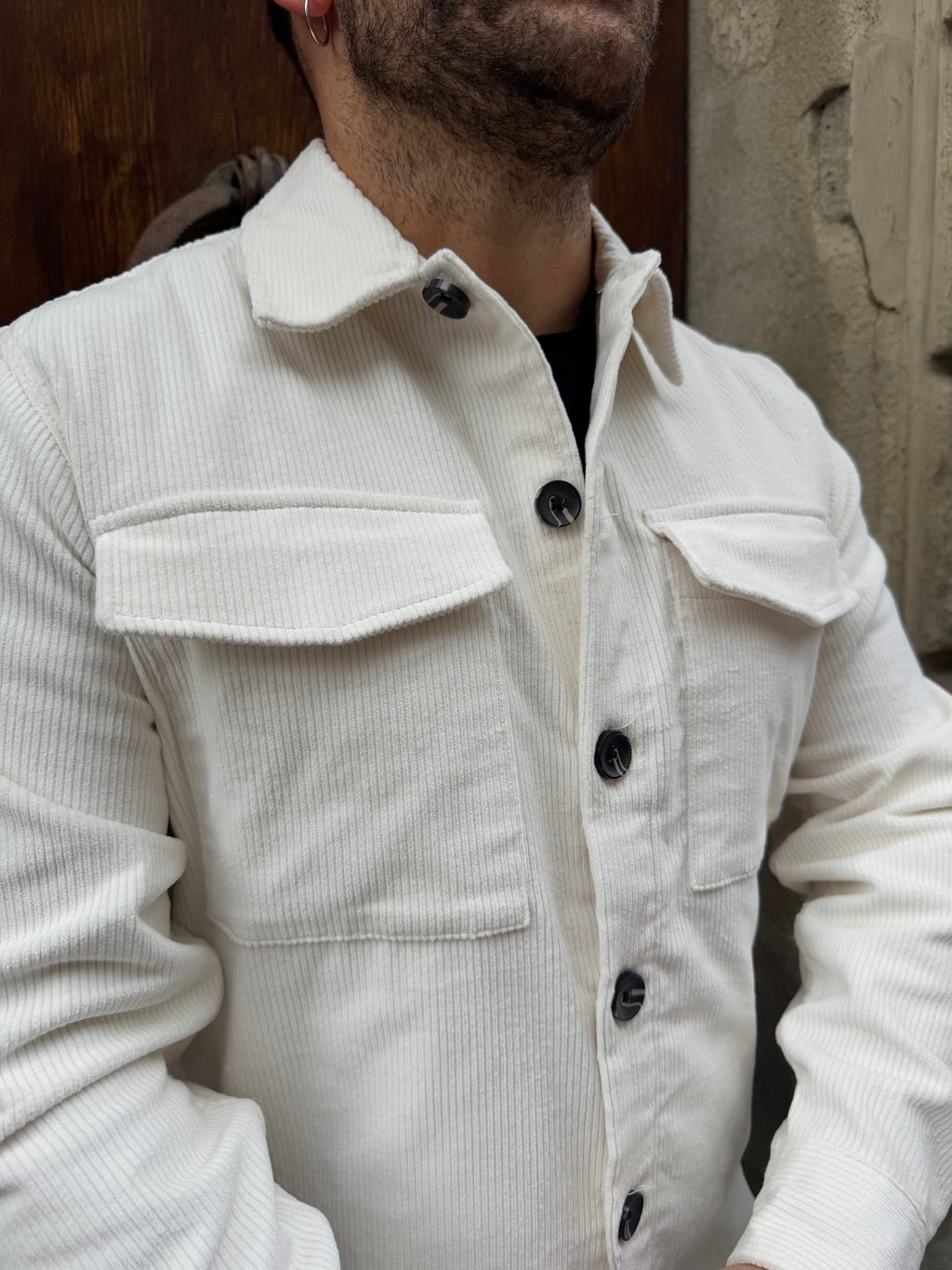 Giacca/ camicia OVER di Hamaki-Ho in velluto panna