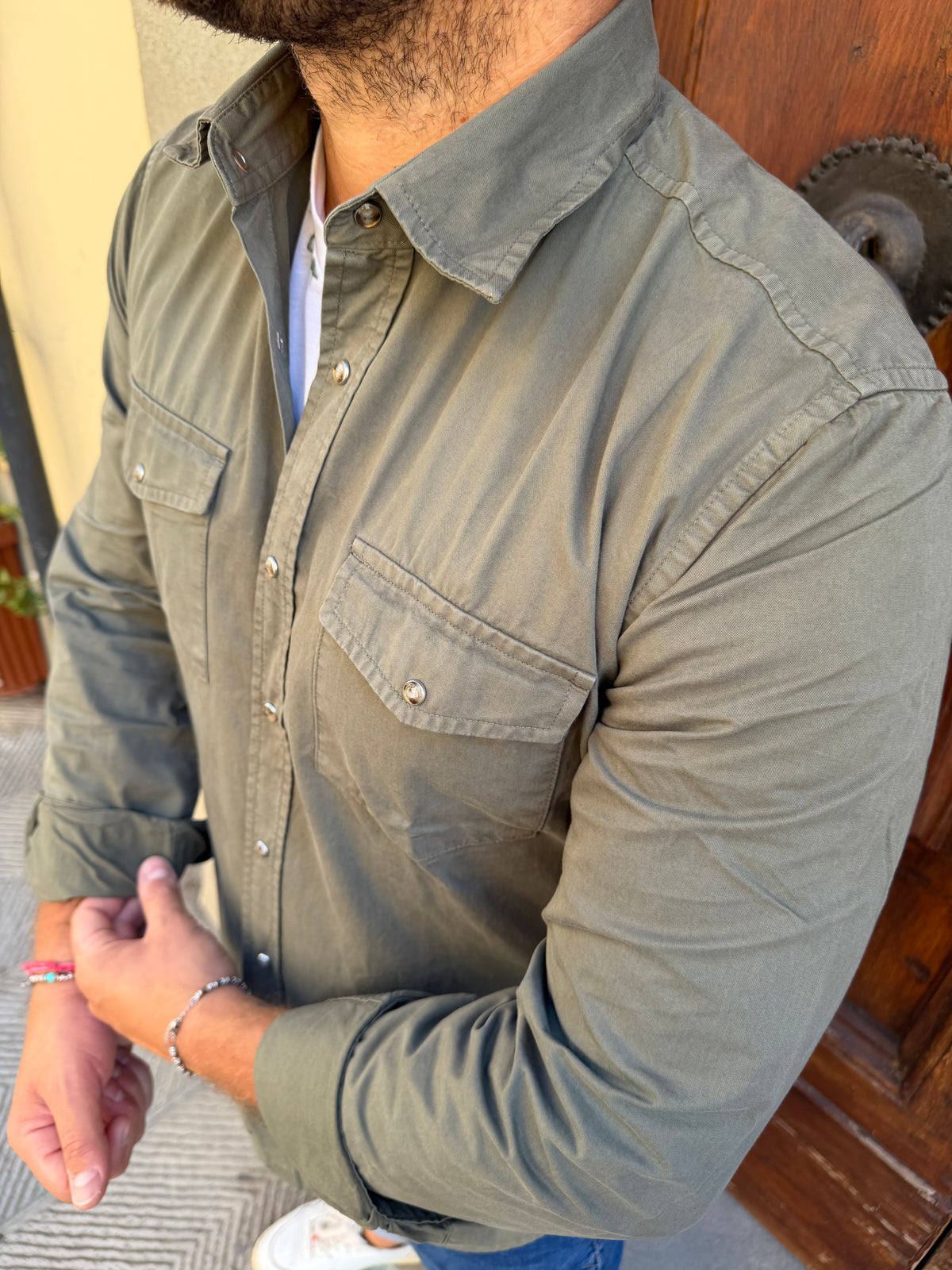 Camicia Texas di Tréz verde