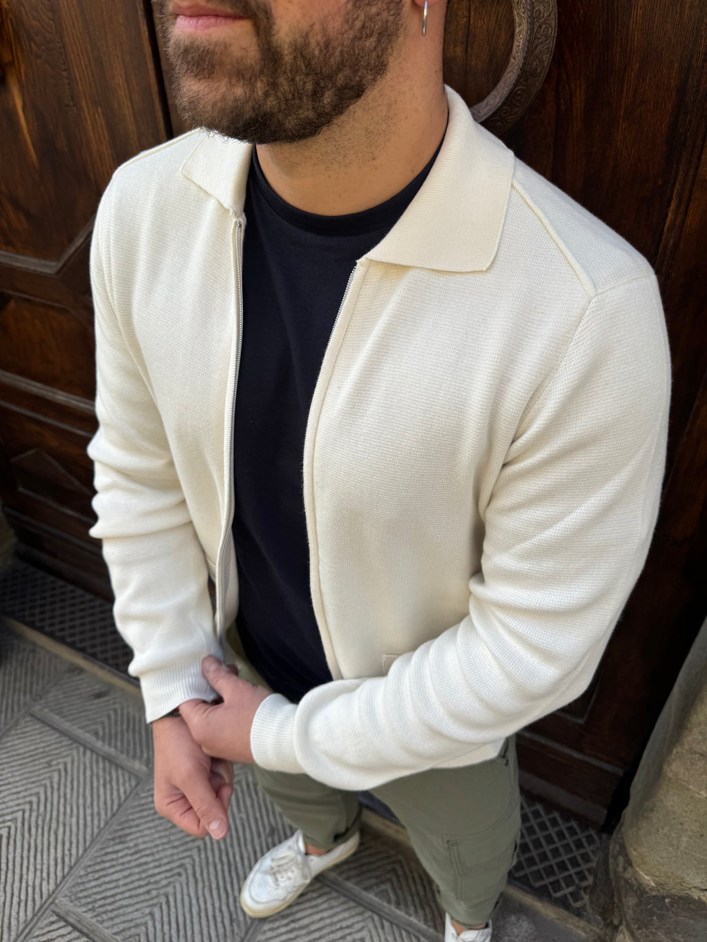 Cardigan Zip di Hamaki-Ho panna