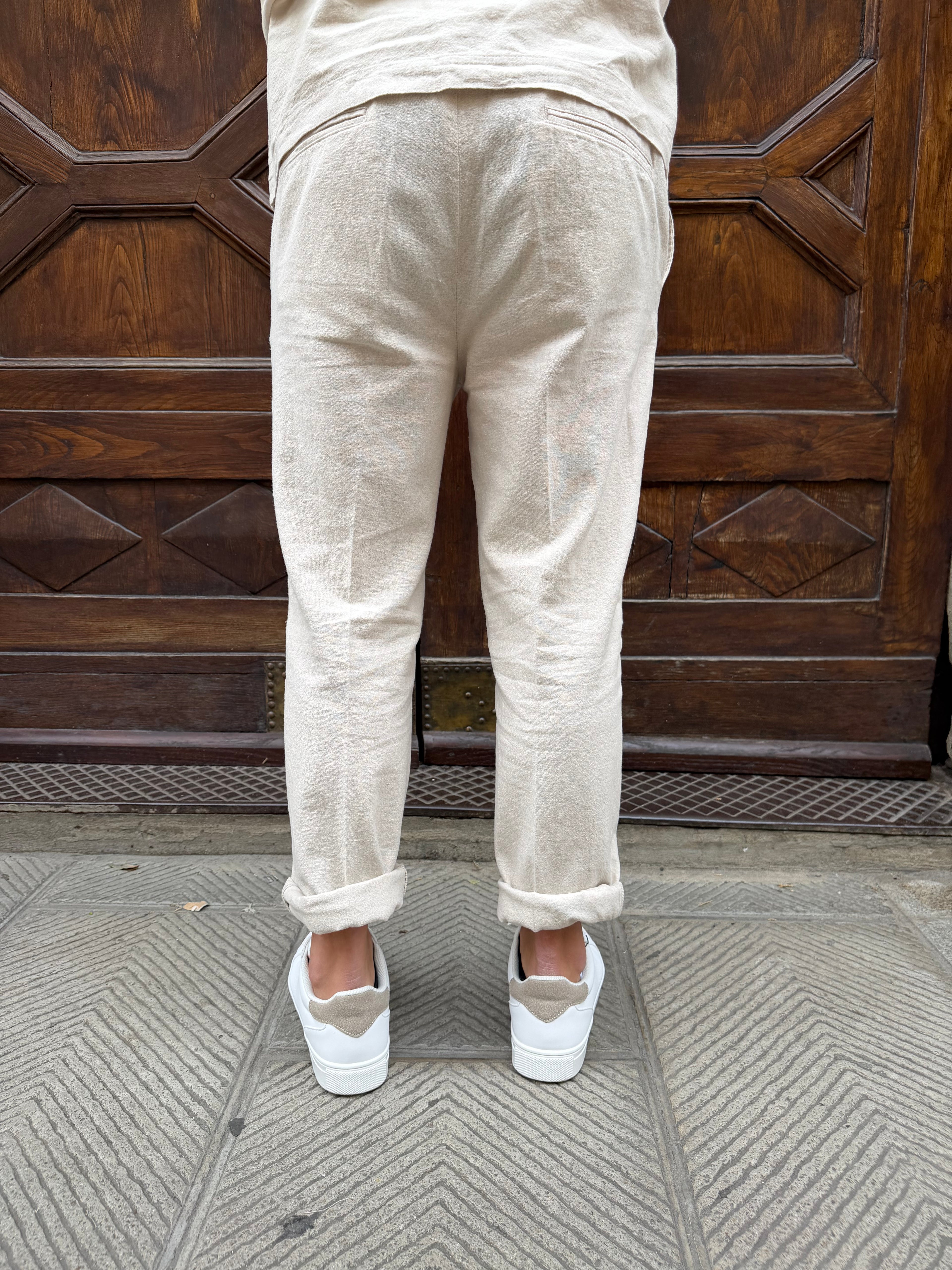 Pantalone coordinato Hamaki-Ho in lino sabbia