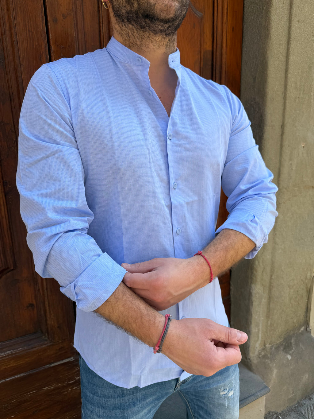 Camicia Dan di Hamaki-ho azzurra