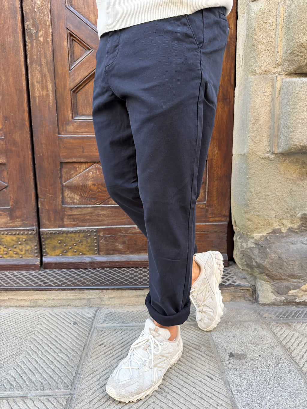 Chinos di Hamaki-Ho in piquet blu navy