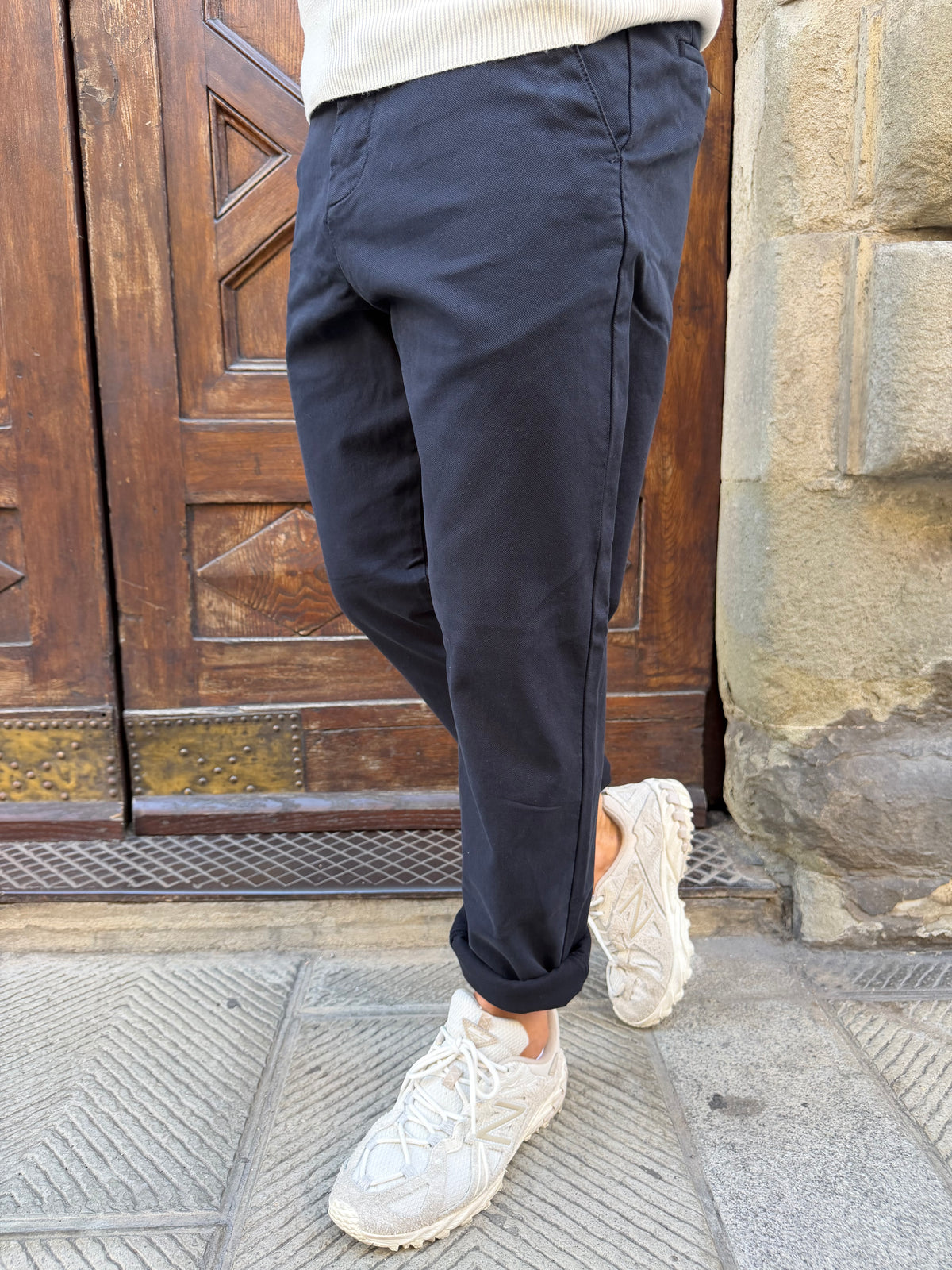 Chinos di Hamaki-Ho in piquet blu navy