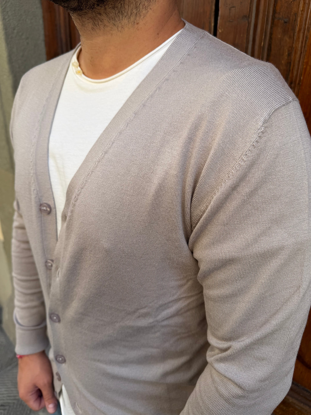 Cardigan Oscar di Tréz tortora