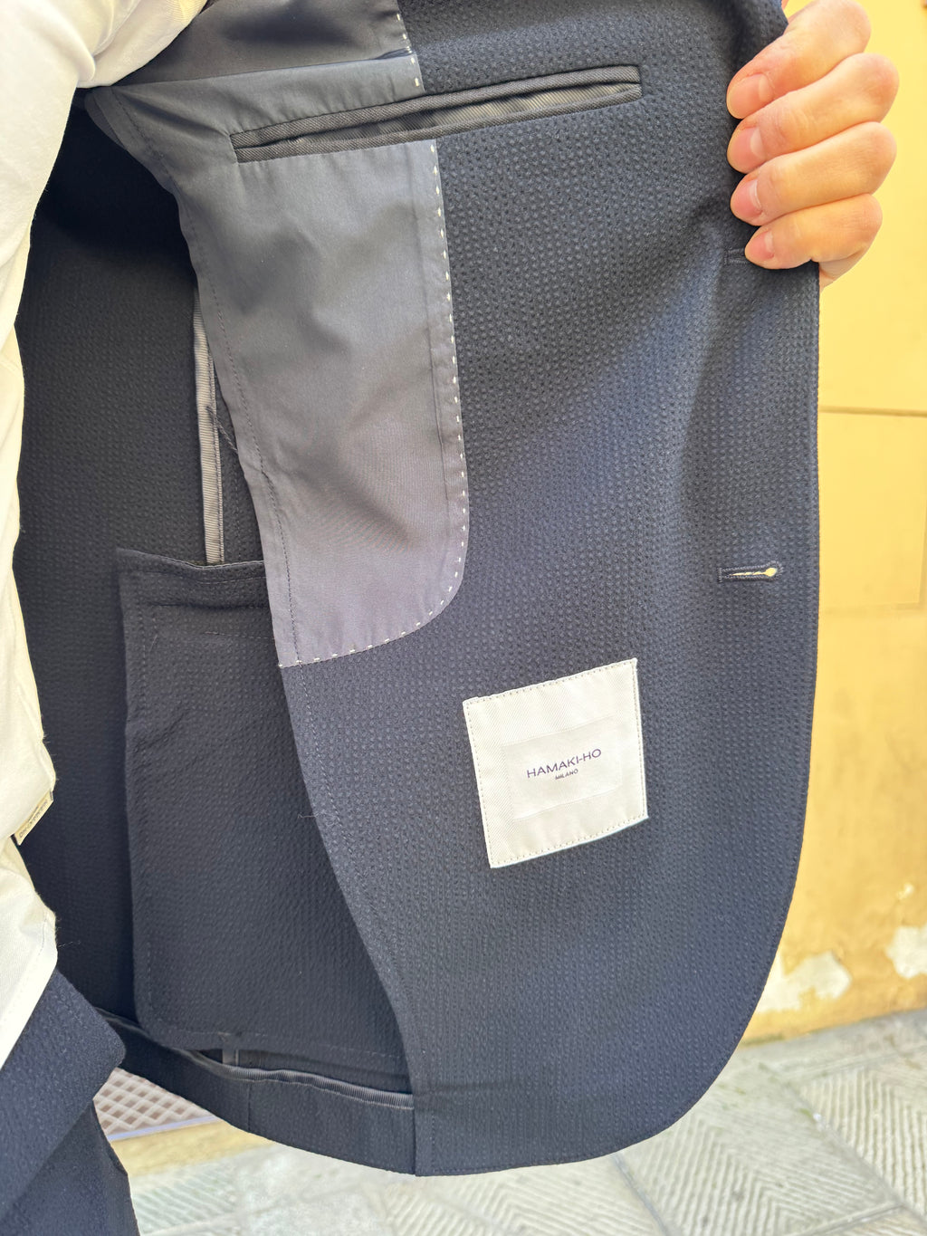 Giacca completo Seersucker di Hamaki-Ho blu navy