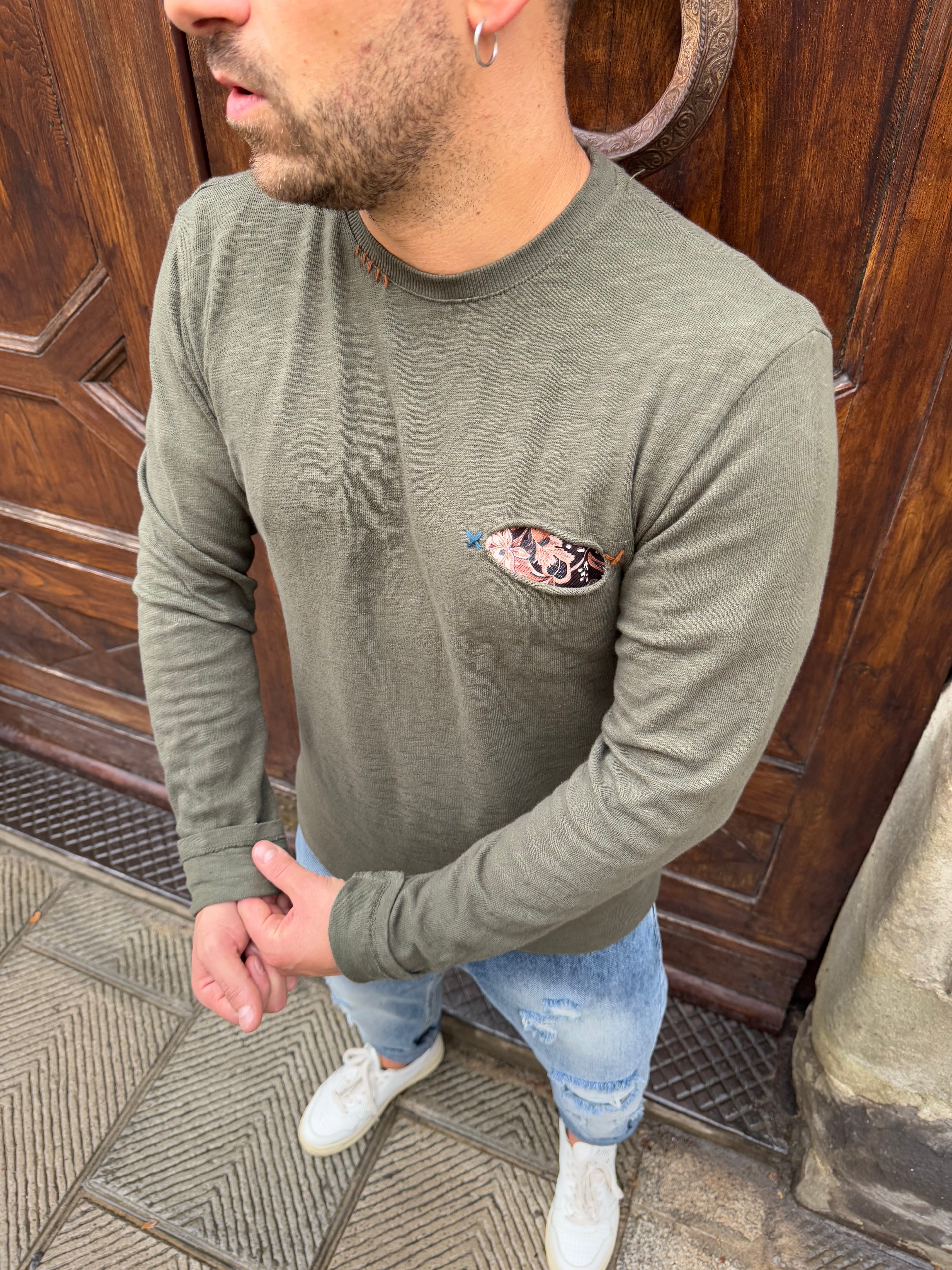 Maglioncino Diego con taschino verde