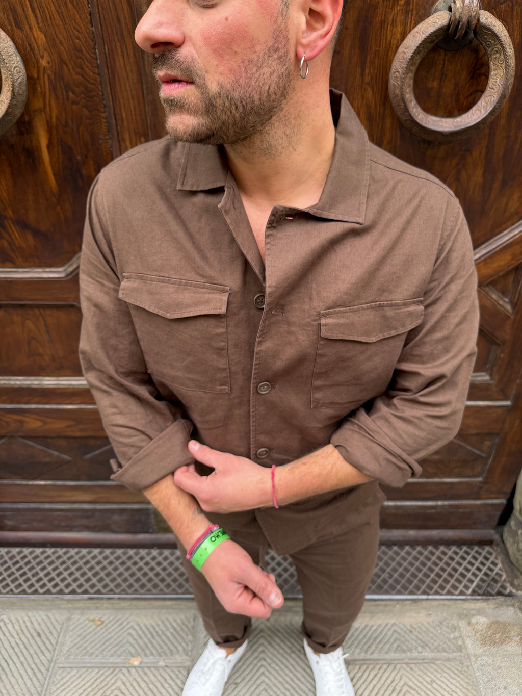 Camicia coordinato Hamaki-Ho in lino cioccolata