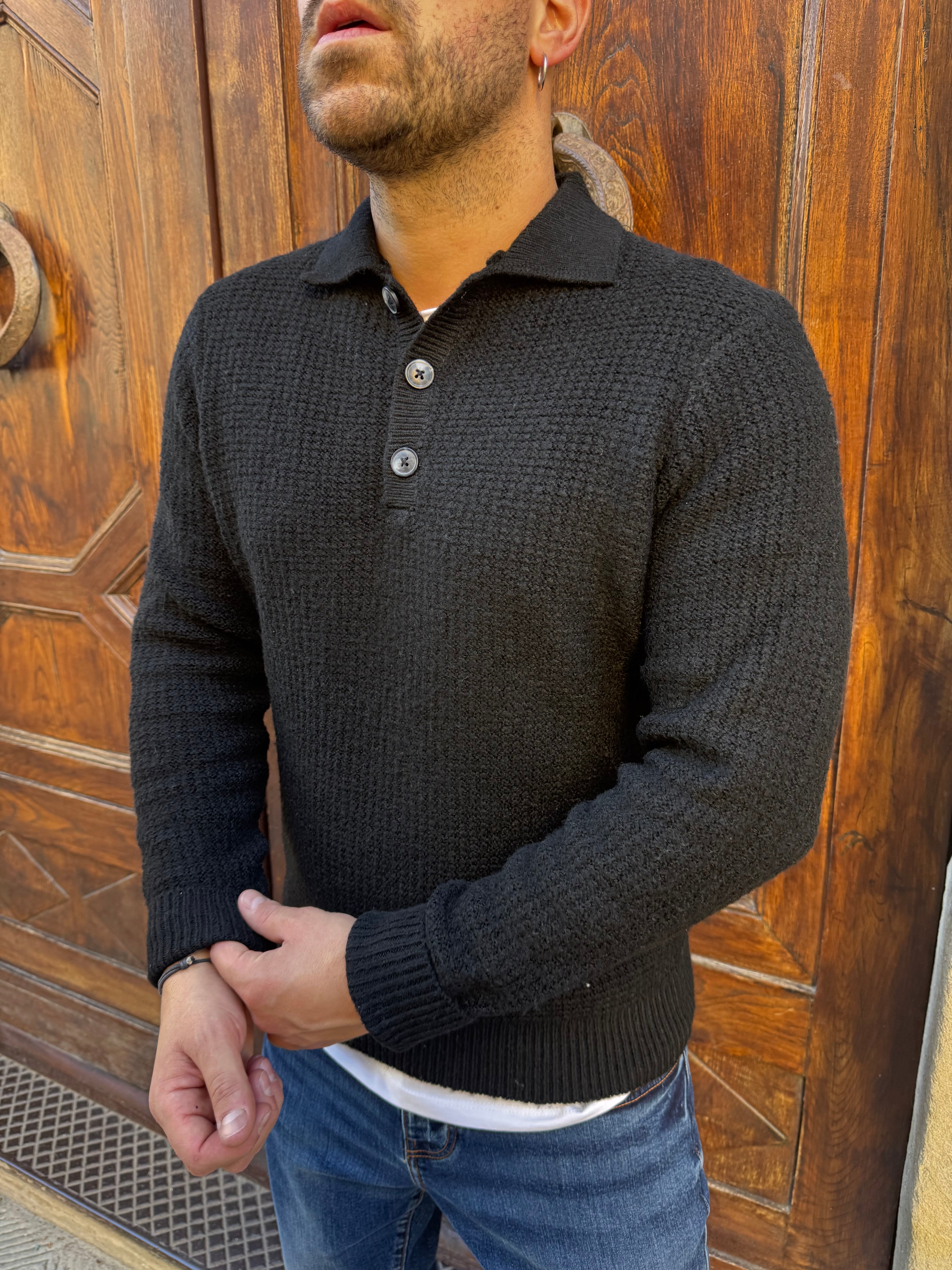 Maglioncino Polo di Hamaki-Ho nero