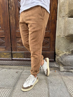 Pantalone Chinos in velluto biscotto