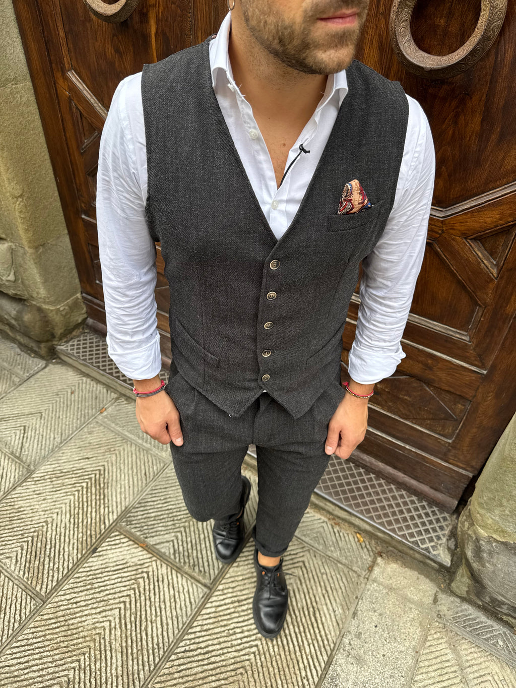 Gilet coordinato London di 3.9 grigio