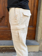 Pantalone cargo in lino di Hamaki-Ho sabbia