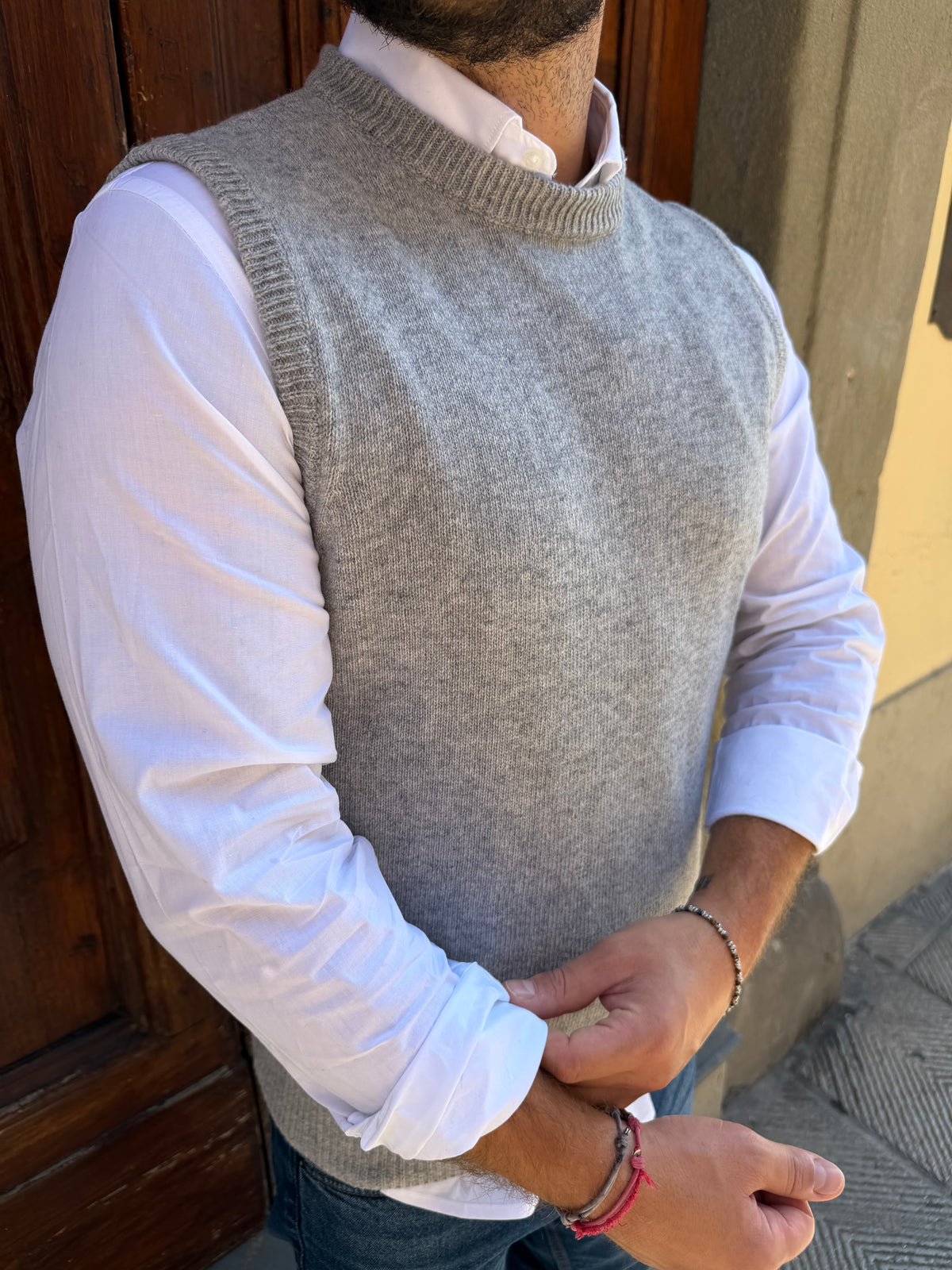 Gilet in maglia di Telamira misto cachemire grigio