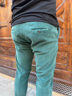 Pantalone Chinos in velluto di Telamira petrolio