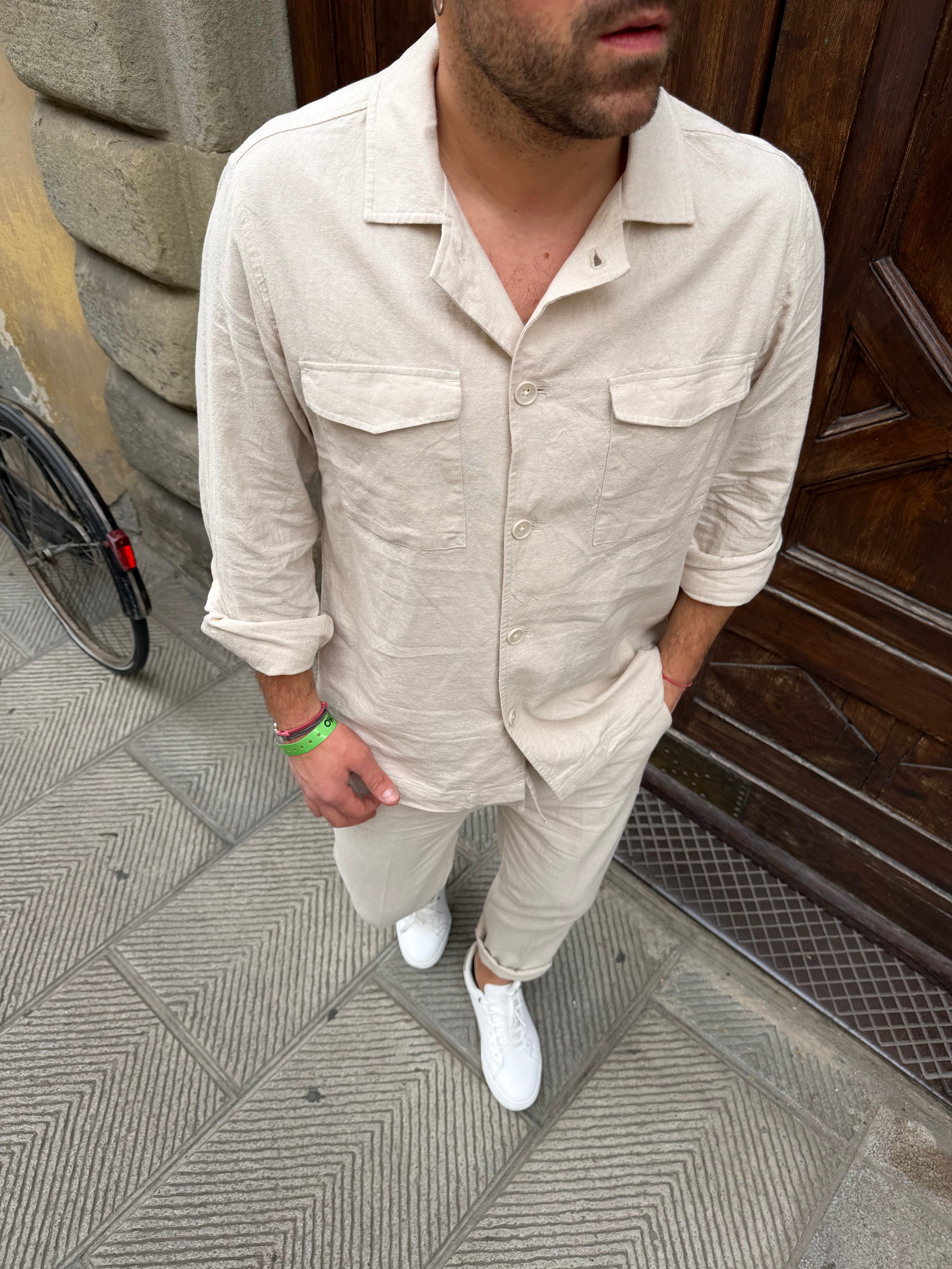 Camicia coordinato Hamaki-Ho in lino sabbia