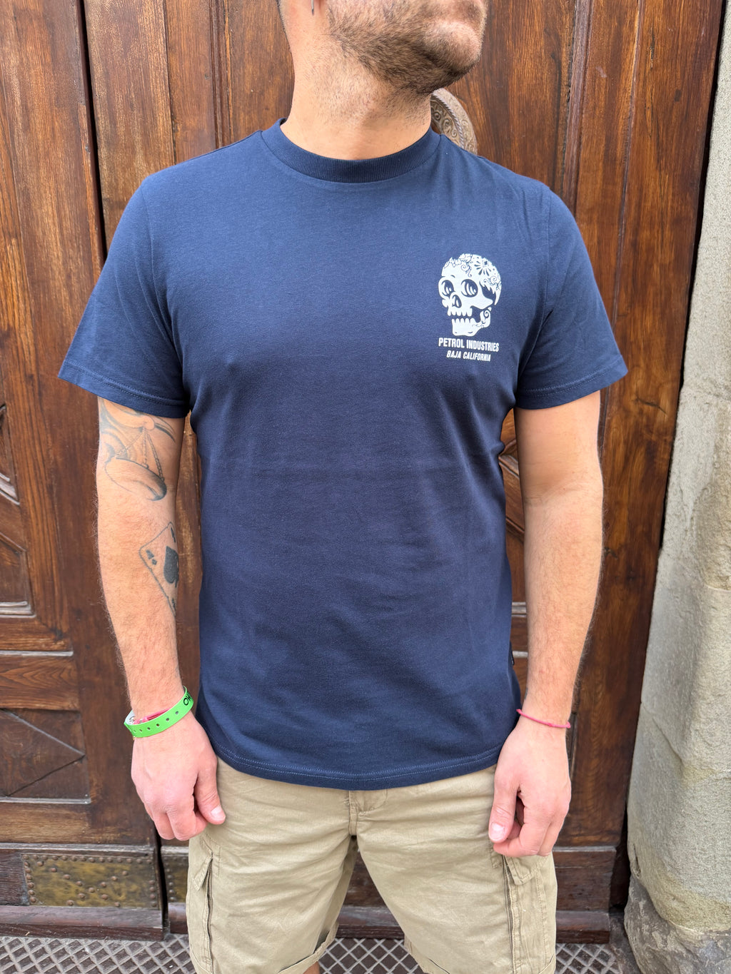 T-shirt Skull di Petrol blu