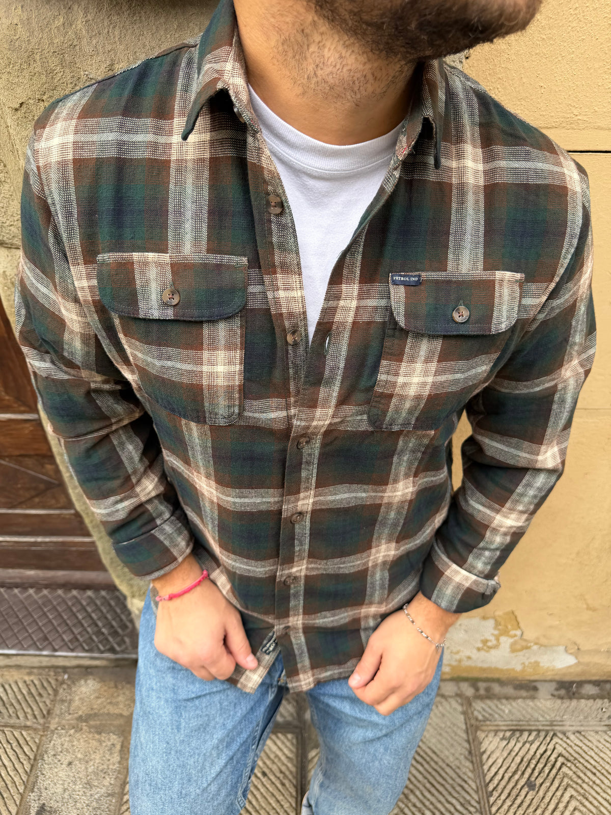 Camicia Quadro boscaiolo di Petrol verde