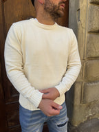 Maglione in ciniglia di Telamira panna