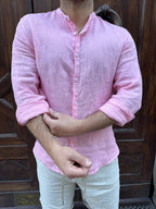 Camicia Roma puro lino rosa