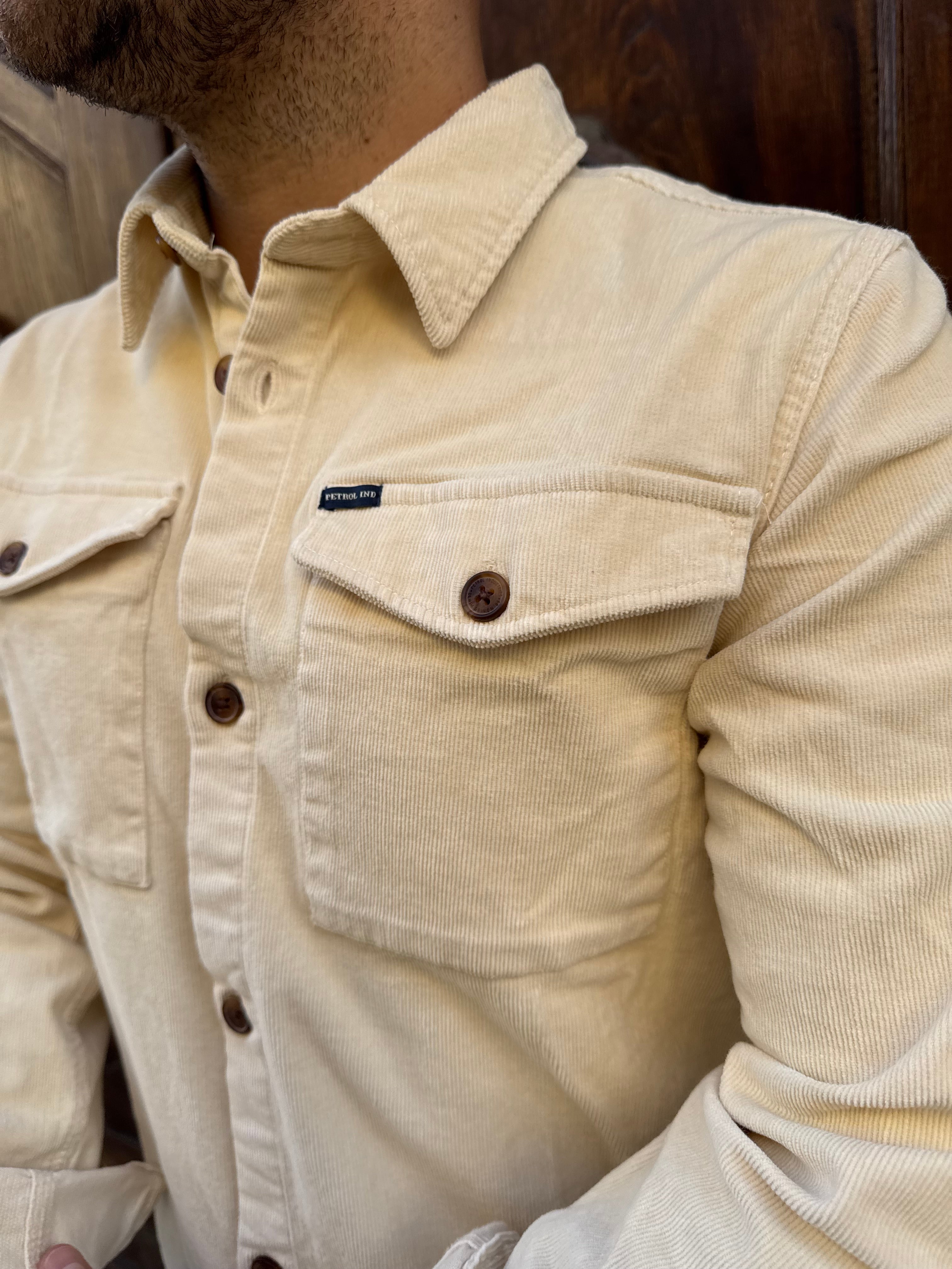 Camicia maxi in velluto di Petrol crema