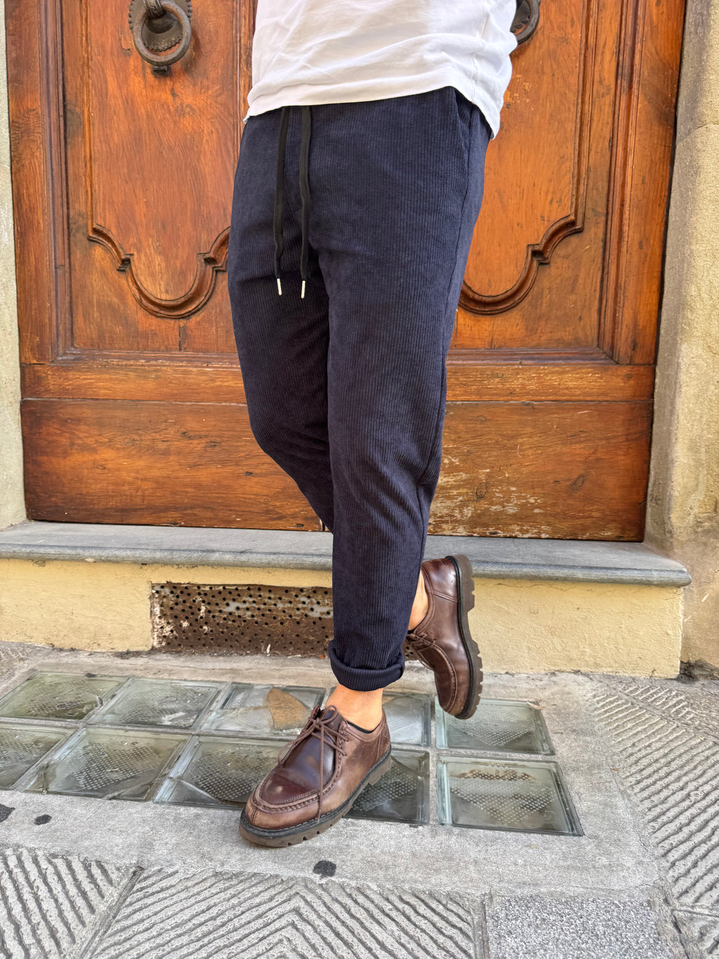 Pantalaccio Faz in velluto blu navy