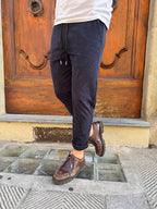 Pantalaccio Faz in velluto blu navy