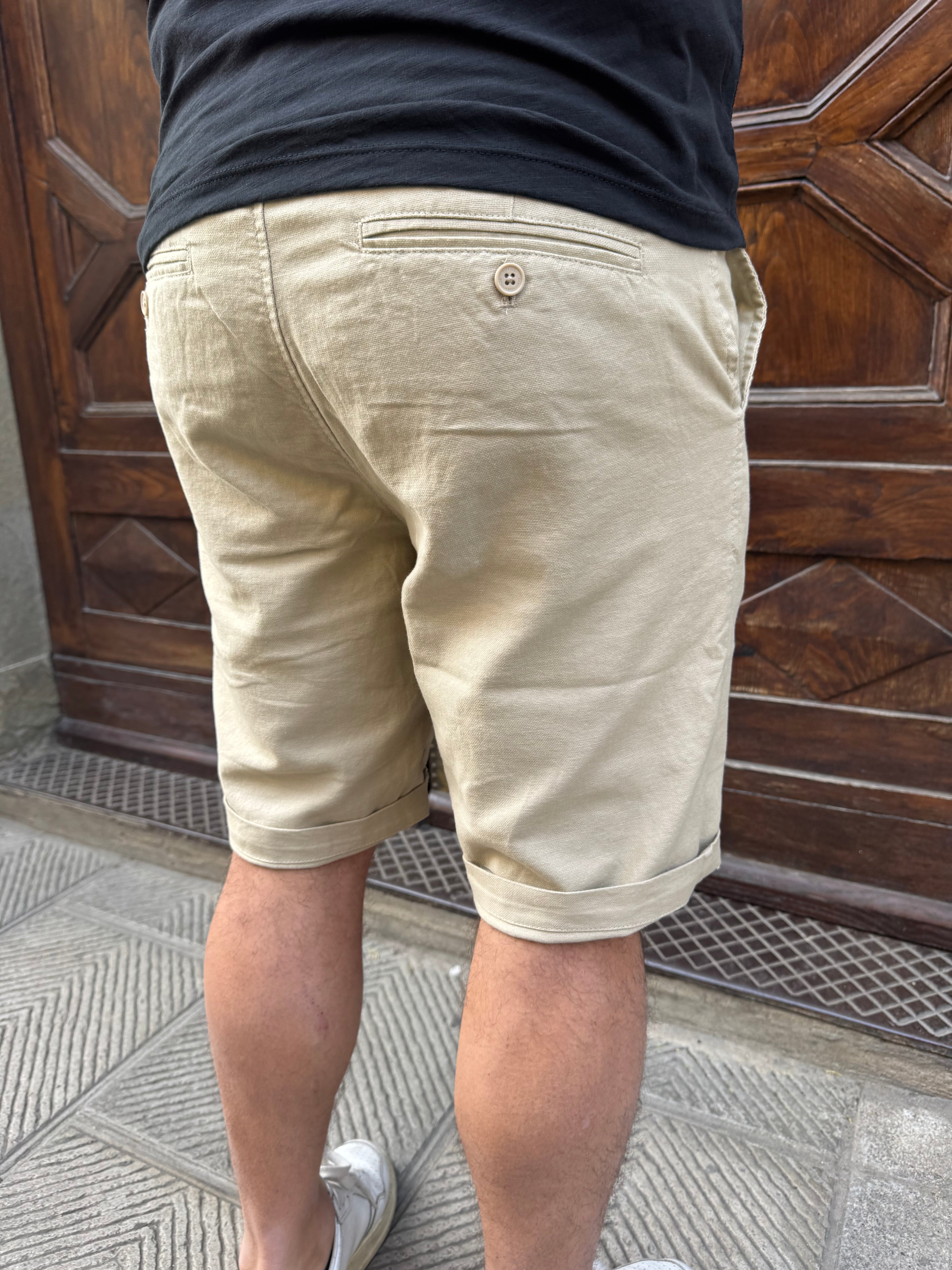 Bermuda Tiffosi in misto lino beige