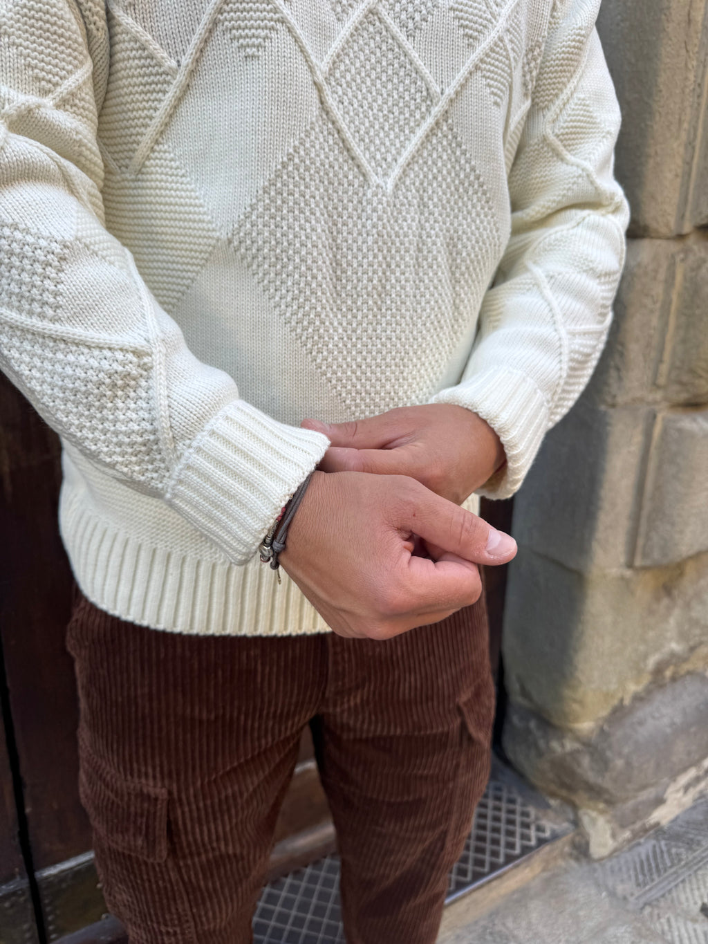 Maglioncino Rombo di Telamira panna