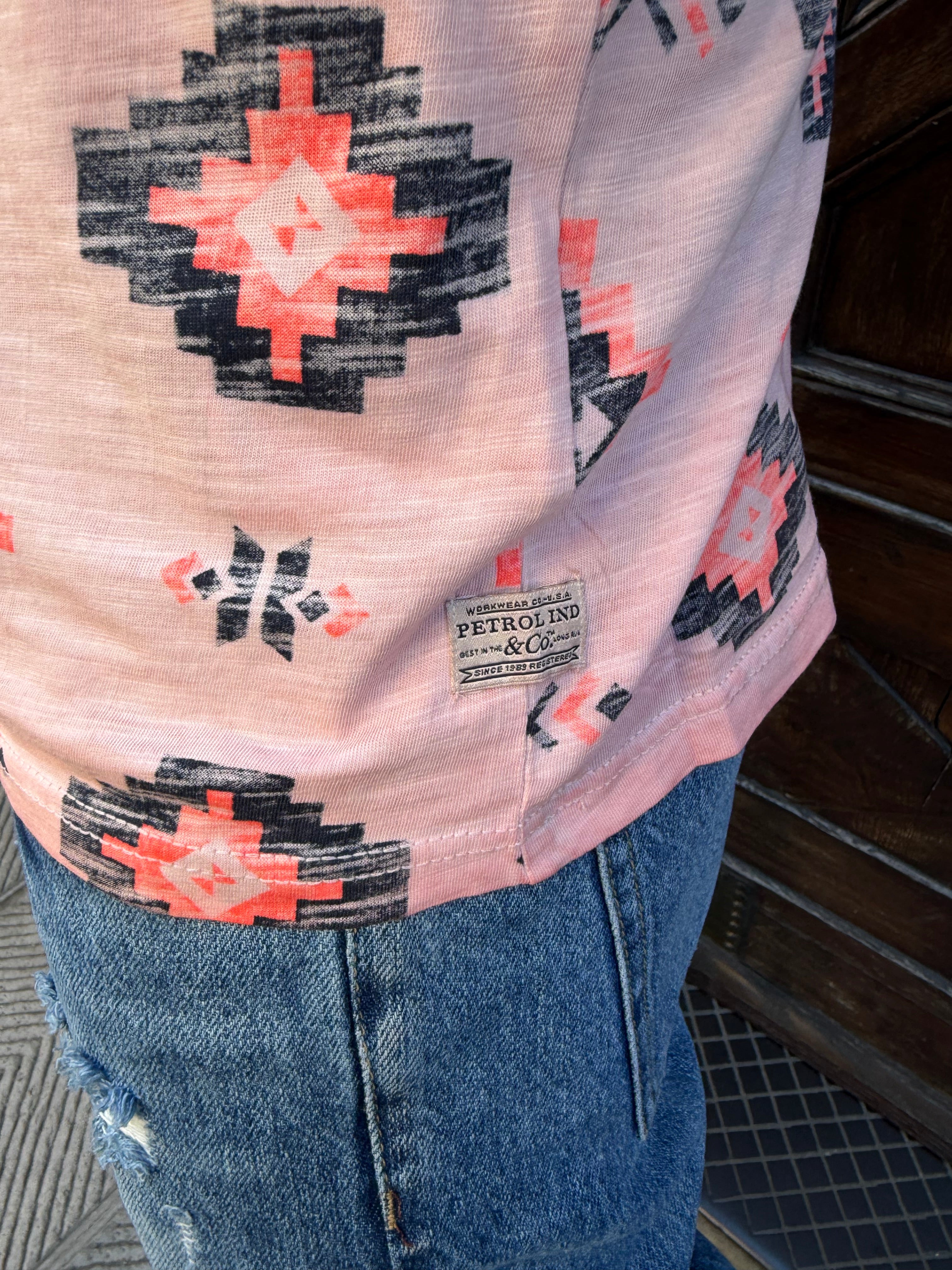 T-Shirt Etnik di Petrol rosa