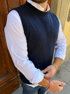 Gilet in maglia di Telamira in misto cachemire blu
