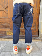 Jeans Yellowstone Cropped di Pont con ricamo Samurai
