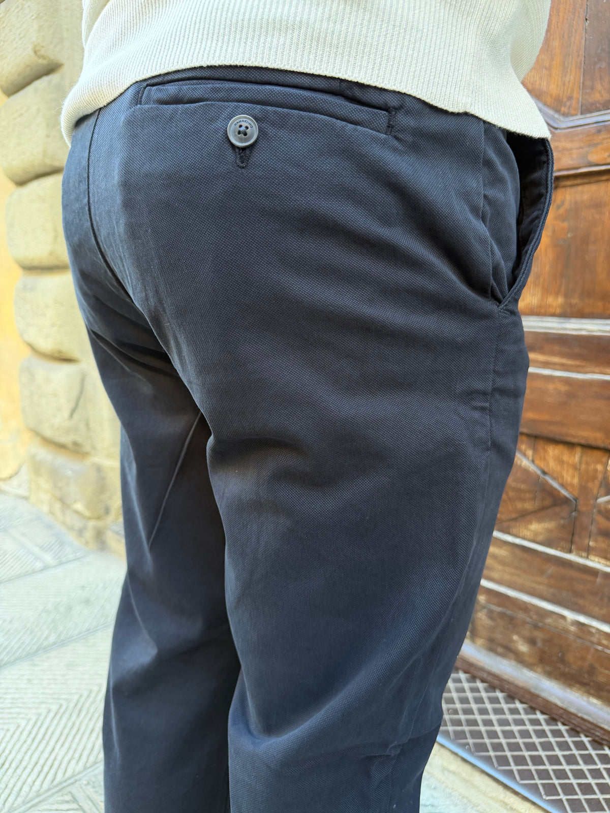 Chinos di Hamaki-Ho in piquet blu navy