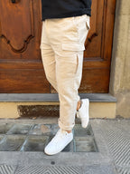 Pantalone cargo in lino di Hamaki-Ho sabbia