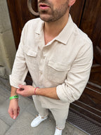 Camicia coordinato Hamaki-Ho in lino sabbia