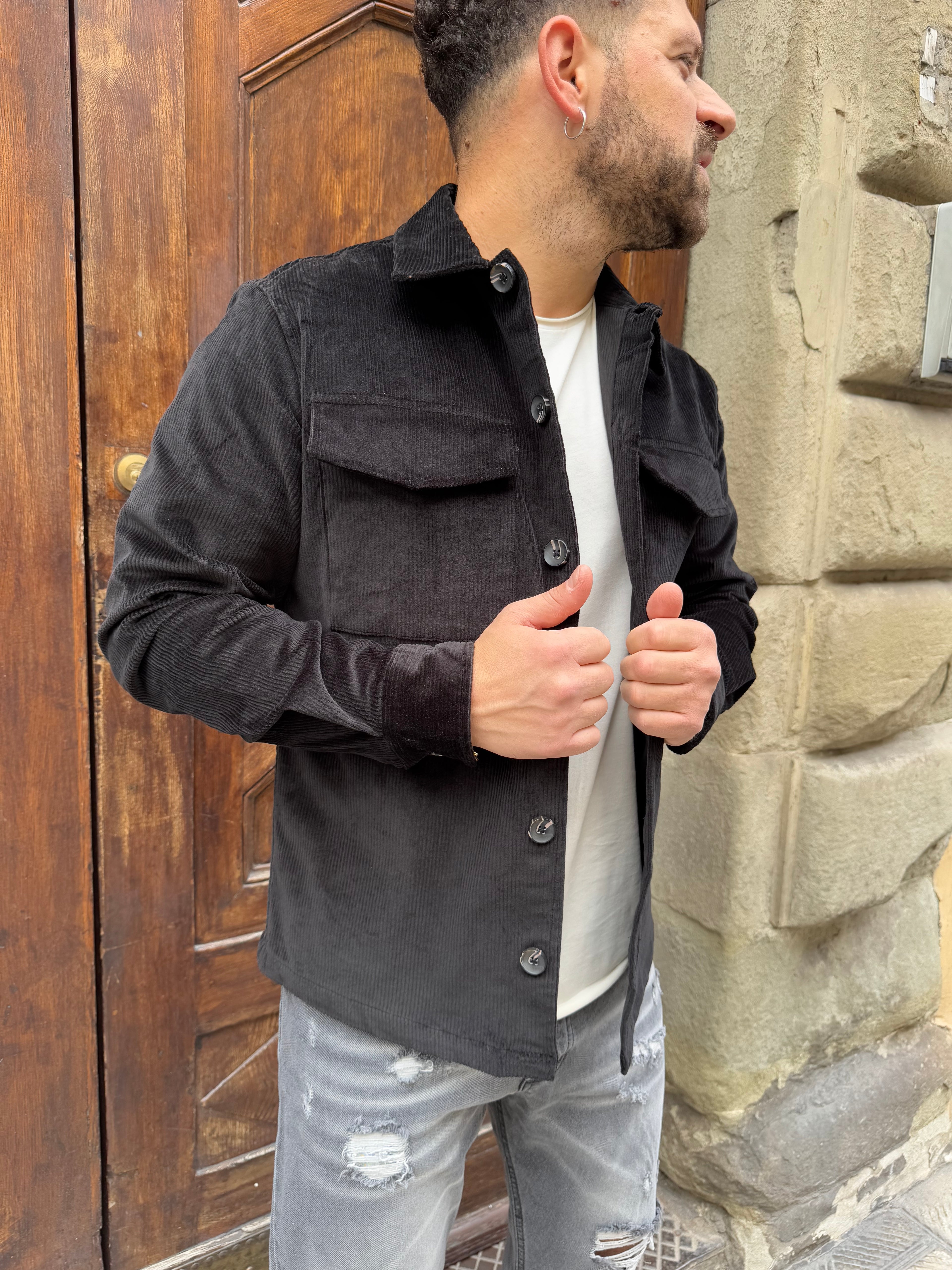 Giacca/camicia OVER di Hamaki-Ho in velluto nera