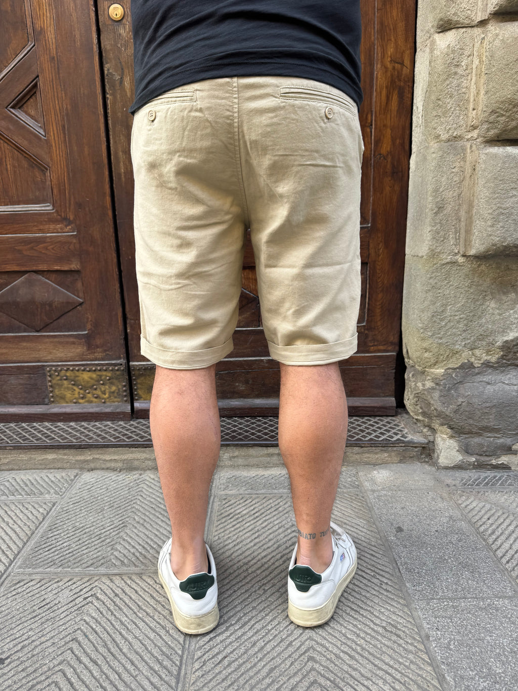 Bermuda Tiffosi in misto lino beige