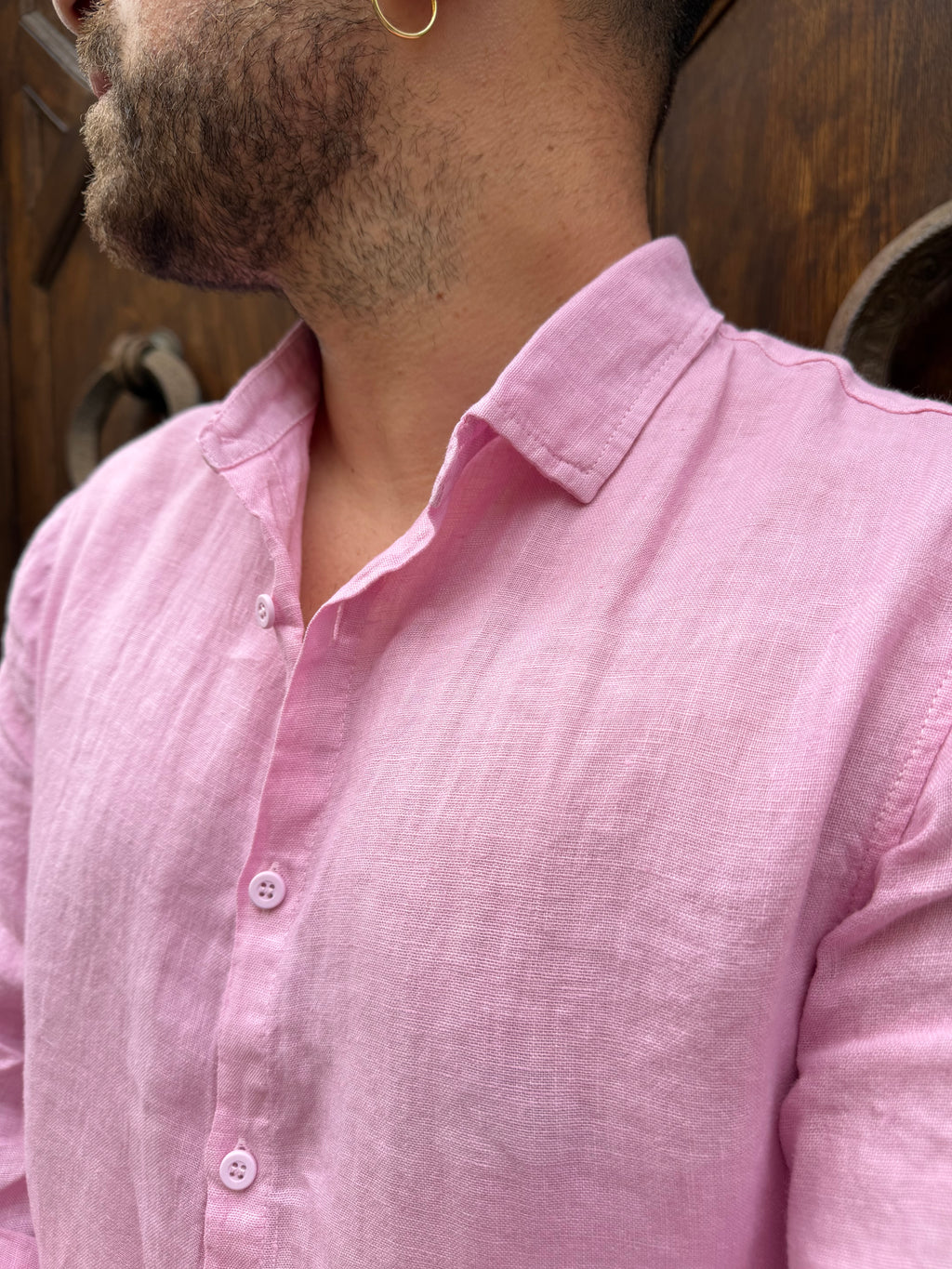 Camicia puro lino di 3.9 rosa
